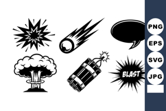 Explosive blast bomb mushroom cloud meteor speech bubble com Product Image 1