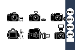 Professional camera icons with accessories photography equip Product Image 1