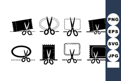 Scissors Cutting Various Ticket and Label Shapes Vector Icon Product Image 1