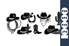 Cowboy hats rope horseshoe cactus bandana boots western styl Product Image 1