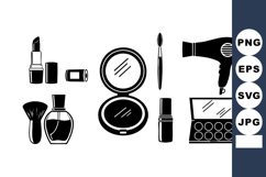 Cosmetic makeup tools and beauty products vector icons with Product Image 1