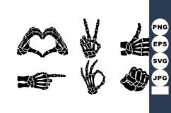 Skeleton hand gestures showing heart peace thumbs up and sig Product Image 1
