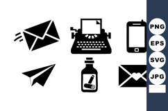 Communication icons including envelope, typewriter, smartph Product Image 1