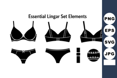 Essential lingerie elements with bra panties straps and sew Product Image 1