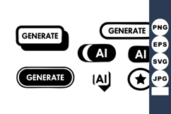 Generate AI icons with black and white style for user inter Product Image 1