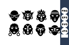 African tribal masks collection vector featuring diverse tr Product Image 1