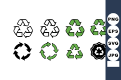 Recycling symbols with black and green arrows representing Product Image 1