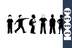 Children standing and playing silhouette vector art with dif Product Image 1