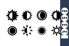 of stylized sun and moon icons with simple black silhouette Product Image 1