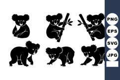 Koala bear silhouettes in various poses holding eucalyptus b Product Image 1