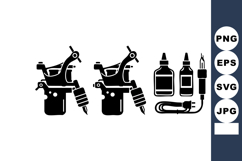 Tattoo machine with ink bottles and power supply vector icon Product Image 1