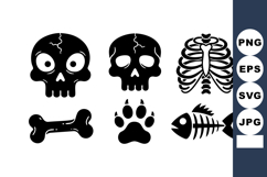 Skull bone paw print fish skeleton vector icons for design a Product Image 1