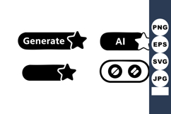 User interface toggle buttons with star and AI icons in blac Product Image 1