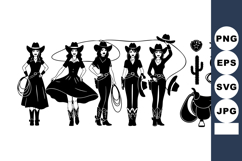 Cowgirl silhouettes with western accessories lasso boots hat Product Image 1