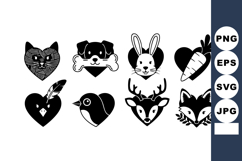 Animal and nature icons collection with cat dog rabbit deer Product Image 1