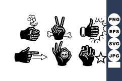 Hand gesture icons showing various symbolic signs including Product Image 1