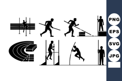 Pole vault sport silhouette vector showing athletes jumping Product Image 1