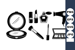 Makeup tools and cosmetics vector with mirror lipstick brus Product Image 1