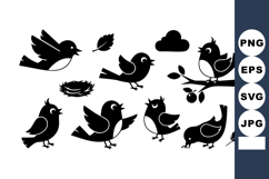 Cute small birds flying perched on branch and sitting near n Product Image 1