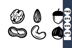 Various nut icons including walnut almond acorn peanut cashe Product Image 1