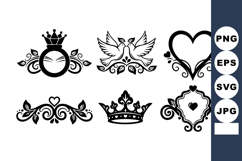 Elegant black ornamental vintage decorative elements with cr Product Image 1