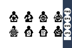 Eco friendly environment conservation icons with recycling a Product Image 1