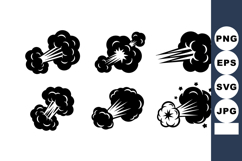 Explosion cloud icons vector with dynamic smoke and blast e Product Image 1