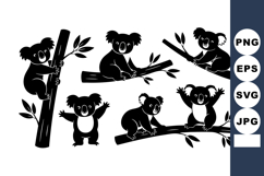 Koala vector silhouette showing koalas climbing and sitting Product Image 1