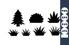 Various black silhouette tree and bush shapes vector for na Product Image 1