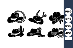 Western cowboy hats collection with cactus rope and star det Product Image 1