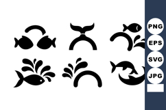 Fish splash water vector icons design for aquatic life and n Product Image 1