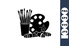 Art supplies with paintbrushes palette and markers creative Product Image 1