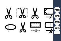 Scissors cutting guide icons for vector illustration of cutt Product Image 1