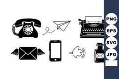 Vintage and modern communication icons including telephone t Product Image 1