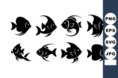 Black silhouette tropical fish vector showing various shape Product Image 1