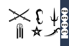 Traditional martial arts weapons vector including katanas, Product Image 1