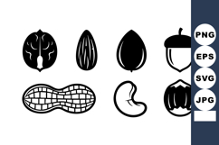 Various nut silhouettes including walnut almond peanut cashe Product Image 1