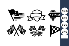 Racing flags icons with finish line markers and checkered f Product Image 1