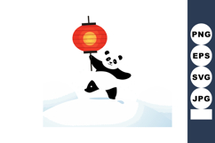 Panda holding red lantern celebrating traditional festival w Product Image 1