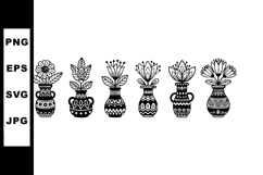 Decorative black and white flower vases with intricate patte Product Image 1