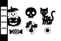 Halloween icons pumpkin skull cat candy balloon eye vector i Product Image 1