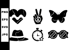 Peace and love symbols with butterfly hat stopwatch and sung Product Image 1