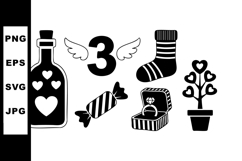Love and celebration icons with hearts candy ring bottle and Product Image 1