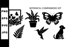 Botanical companions set with plants butterfly hummingbird a Product Image 1