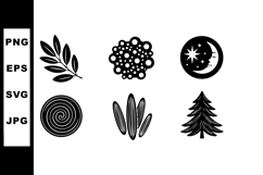 Nature symbols collection including leaf, flower, moon, spir Product Image 1