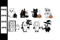 Halloween spooky characters ghost haunted house black cat pu Product Image 1