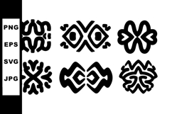 Abstract tribal black symbols vector illustration with six u Product Image 1