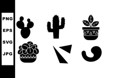 Black Silhouette Cactus Plant Icons Set with Succulent and P Product Image 1
