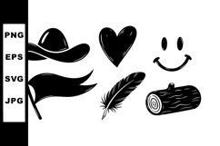 Western style icons cowboy hat heart flag feather smiley log Product Image 1