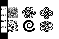 Set of black spiral swirl abstract vector design elements fo Product Image 1